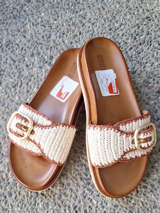 Steve Madden Shoes - Steve Madden Memphis Raffia Buckle Slide Sandals Size 10